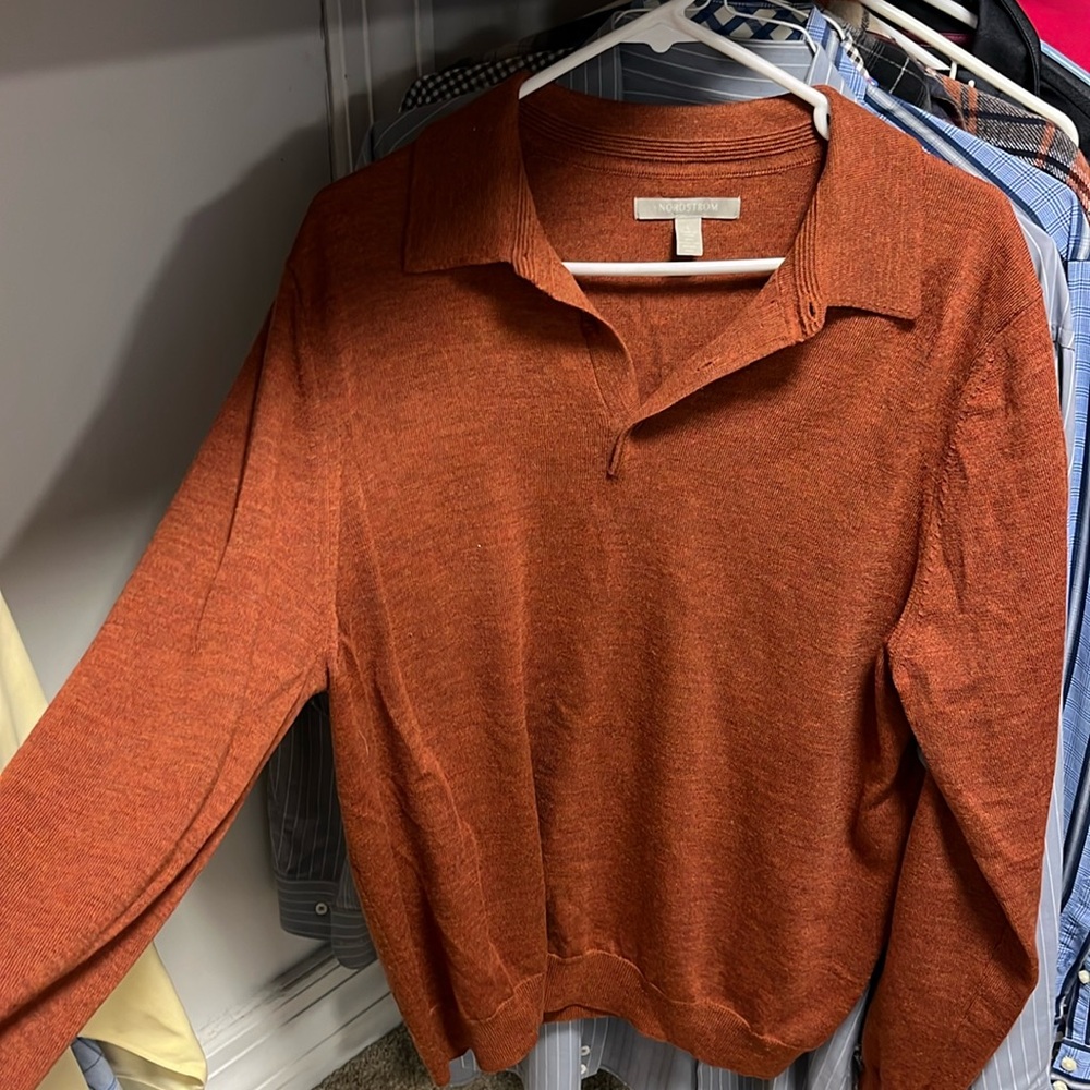 Men’s 100% Merino Wool Sweater Nordstrom Like new burnt orange